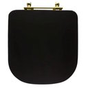 Ver imagem 6 de Assento Sanitário Poliéster Luxo Piano Preto Fosco para vaso Deca com Ferragem Dourada