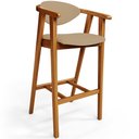 Ver imagem 3 de Kit 03 Banquetas Alta Para Cozinha Sala de Jantar Fixa Cecília L02 Linho Bege Escuro - Lyam Decor