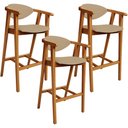 Ver imagem 1 de Kit 03 Banquetas Alta Para Cozinha Sala de Jantar Fixa Cecília L02 Linho Bege Escuro - Lyam Decor