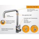 Ver imagem 5 de Torneira Monocomando Kitchen em Aço Inox Escovado com Bica Giratória e Arejador