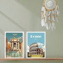 Ver imagem 2 de Kit 2 Quadros Decorativos Itália - Roma 45x34cm - com Vidro:moldura Preta