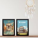 Ver imagem 1 de Kit 2 Quadros Decorativos Itália - Roma 45x34cm - com Vidro:moldura Preta