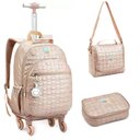 Ver imagem 1 de Kit Mochila de Rodinhas + Lancheira + Estojo Box Just Keep On Smiling Denlex Rose