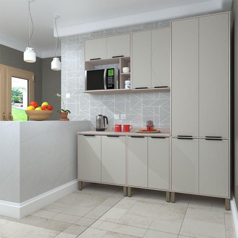 Cozinha 5 Peças Espaço Micro e Tampo Stylo, Cinammon/Beige