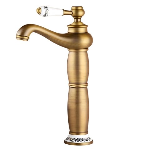 Torneira Lavabo Bronze Porcelana Monocomando Alta Misturador