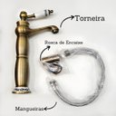 Ver imagem 2 de Torneira Lavabo Bronze Porcelana Monocomando Alta Misturador