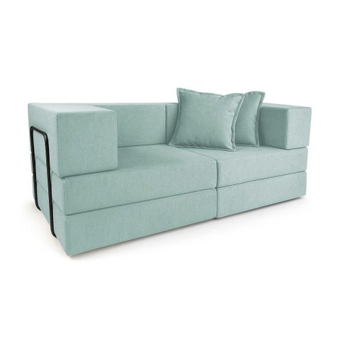 Sofá Cama Mold 2 Lugares Retrátil 190cm Azul Claro Boucle Loja Sheep