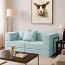 Ver imagem 3 de Sofá Cama Mold 2 Lugares Retrátil 190cm Azul Claro Boucle Loja Sheep