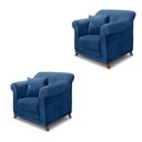 Ver imagem 1 de Kit 2 Poltronas Decorativas com 2 Almofadas Armstrong Suede Azul Marinho - Gran Belo