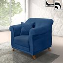 Ver imagem 5 de Kit 2 Poltronas Decorativas com 2 Almofadas Armstrong Suede Azul Marinho - Gran Belo
