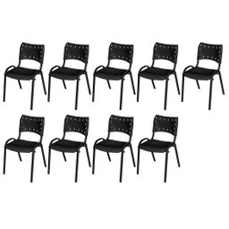 Cadeira Iso Base Preto Escola, Escritório Preto Kit 9 Un - 2
