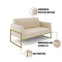 Ver imagem 5 de Sofá Namoradeira Base Industrial Alta Dourado Marisa Suede D03 - D\'rossi Cor Bege