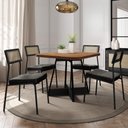 Ver imagem 3 de Mesa de Jantar Átria 90cm + 4 Cadeiras Estofadas C/ Tela Np Cor:nogal com Grafite