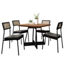 Ver imagem 4 de Mesa de Jantar Átria 90cm + 4 Cadeiras Estofadas C/ Tela Np Cor:nogal com Grafite