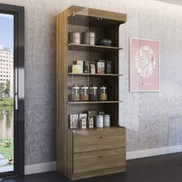 Cristaleira 2 Portas de Vidro 2 Gavetas Domus Kappesberg - 1