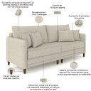 Ver imagem 4 de Sofá 3 Lugares Sala de Estar Living 212cm Asbury K01 Linho Champagne - Lyam Decor