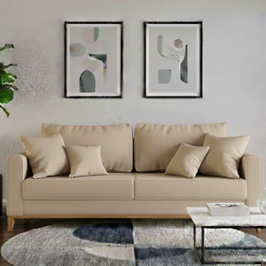 Sofá 3 Lugares, 1,80m, Living Beny, Base de Madeira, Tecido Linho.