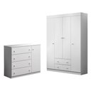 Ver imagem 1 de Conjunto Infantil Guarda Roupa e Cômoda Dora Mdp Branco Brilho - Sallar Home