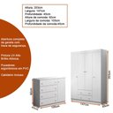 Ver imagem 3 de Conjunto Infantil Guarda Roupa e Cômoda Dora Mdp Branco Brilho - Sallar Home