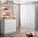 Ver imagem 2 de Conjunto Infantil Guarda Roupa e Cômoda Dora Mdp Branco Brilho - Sallar Home