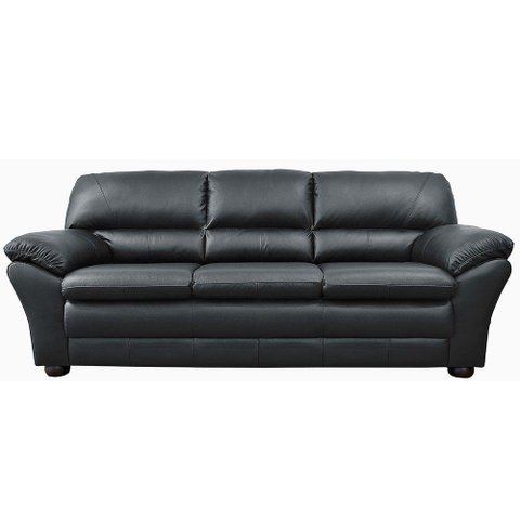 Sofá 3 Lugares Laura 212cm Couro Negro