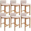 Ver imagem 1 de Kit 06 Banquetas Alta para Cozinha Sala de Jantar Bar Dara L02 Suede Bege - Lyam Decor
