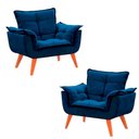Ver imagem 1 de Kit 2 Poltronas Decorativa Opala Pés Palito Suede Azul