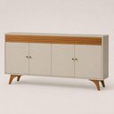 Ver imagem 3 de Buffet Aparador Lunimos Contemporâneo 4 Portas MDF 160cm Off White