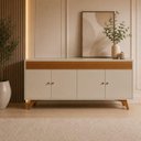 Ver imagem 1 de Buffet Aparador Lunimos Contemporâneo 4 Portas MDF 160cm Off White