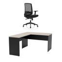 Ver imagem 3 de Mesa de Escritório em L 120x60cm + Cadeira Ergonômica Reclinável com Apoio Lombar,Pistão Classe 4