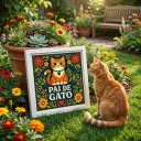 Ver imagem 3 de Quadro Pai de Gato 33x33cm Mold Preta Vidro