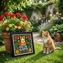Ver imagem 2 de Quadro Pai de Gato 33x33cm Mold Preta Vidro