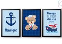 Ver imagem 1 de Kit 3 Quadros Decorativos Infantil Ursinho Marinheiro:preta