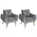 Ver imagem 1 de Kit 02 Poltrona Decorativa Opala Cinza