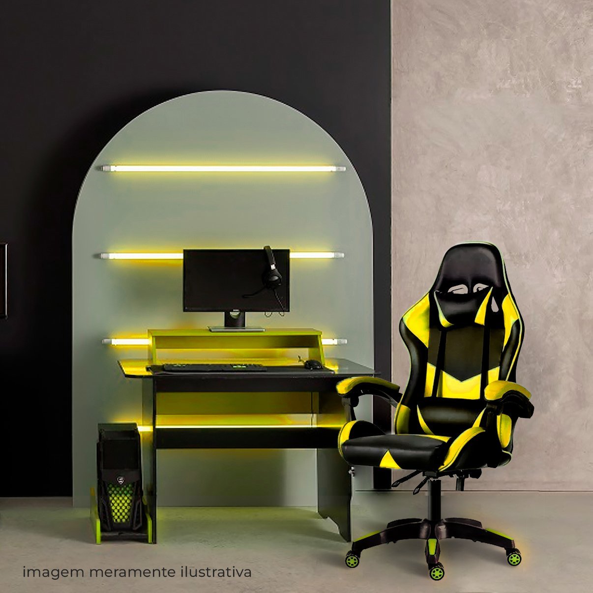 Cadeira Gamer Ergonômica Top para Escritório Amarelo - 6