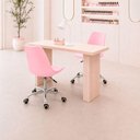 Ver imagem 4 de Kit 2 Cadeiras Saarinen Office Executiva Base Giratória Ajuste de Altura Couro Sintético Rosa