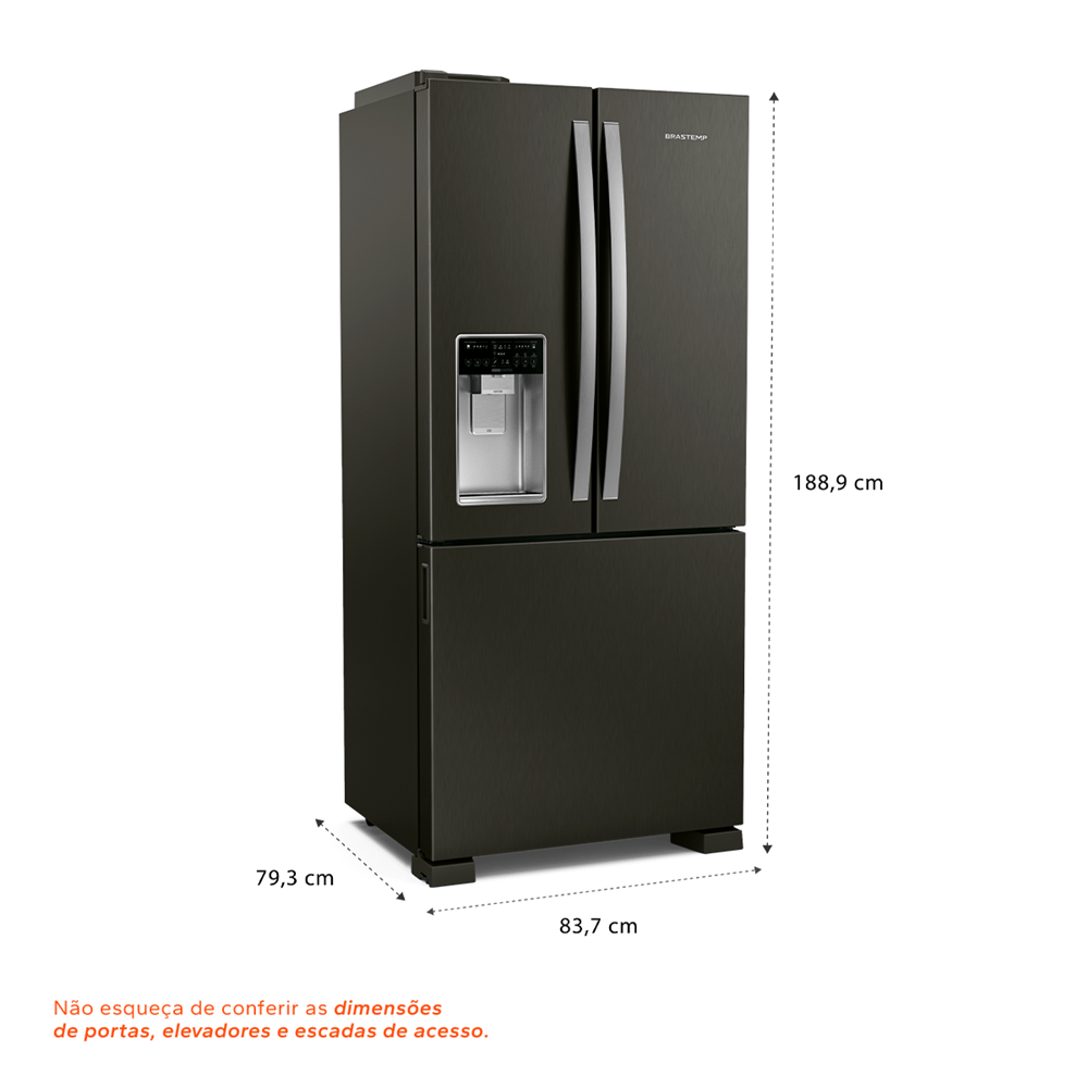 Geladeira Brastemp Frost Free French Door Água e Gelo na Porta 515 Litros Cor Black Inox - Brh85ae 1 - 5