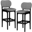 Ver imagem 1 de Kit 2 Banquetas Alta Bar Cozinha Sala Jantar Fixa Betta L02 Preto Linho Cinza Escuro - Lyam Decor