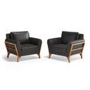 Ver imagem 4 de Kit 2 Poltronas Sabrina de Madeira Maciça com Almofada Courino Preto 503