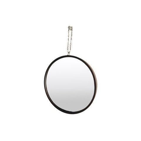 Espelho Round com Alça Corrente Marrom - 40cm