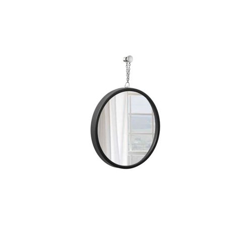Espelho Round com Alça Corrente Preto - 20cm
