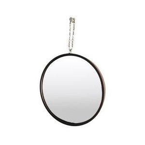 Espelho Round com Alça Corrente Marrom - 30cm