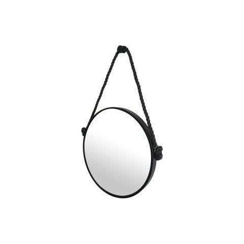 Espelho Adnet Preto Alça de Sisal Preta - 50 cm