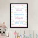Ver imagem 1 de Quadro Infantil Fadas Unicórnios Sereia 45x34cm - com Vidro:moldura Preta