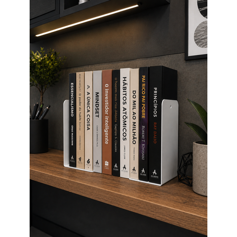 10 Suportes de Mesa Aparador para Livros Aço Robusto Bibliocanto Estilo Moderno Organizador Branco