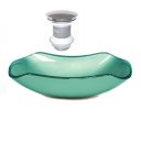 Ver imagem 1 de Cuba de Vidro Abaulada 51cm Verde + Valvula Click