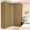 Guarda Roupas Modulado de Canto Diagonal 3 Peças com 5 Portas e 4 Gavetas Paris Avelã/Avelã Luciane  - 1