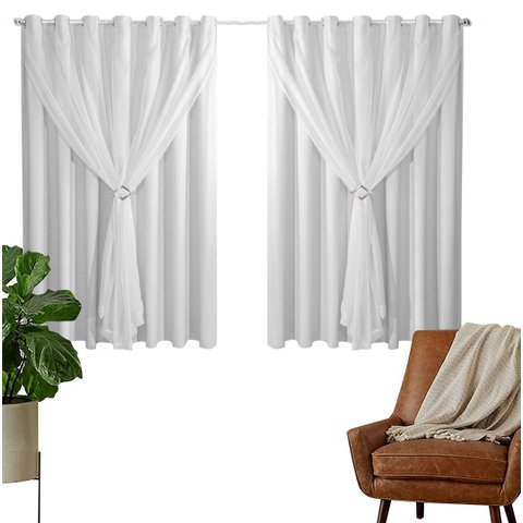 Cortina Blackout PVC2,00m X 1,30m Com Voil Branco