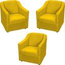 Ver imagem 1 de Kit 3 Poltronas Decorativas Para Sala De Espera Recepção Escritório Consultório Suede