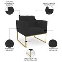 Ver imagem 3 de Poltrona Decorativa Base Industrial Dourado Ana Veludo Preto- Ibiza